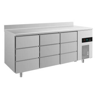 Kühltisch KT3DDDA mit Aufkantung mit 9 Schubladen